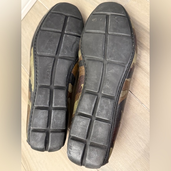 Prada Brown and Green Camouflage Loafers - Picture 3 of 6